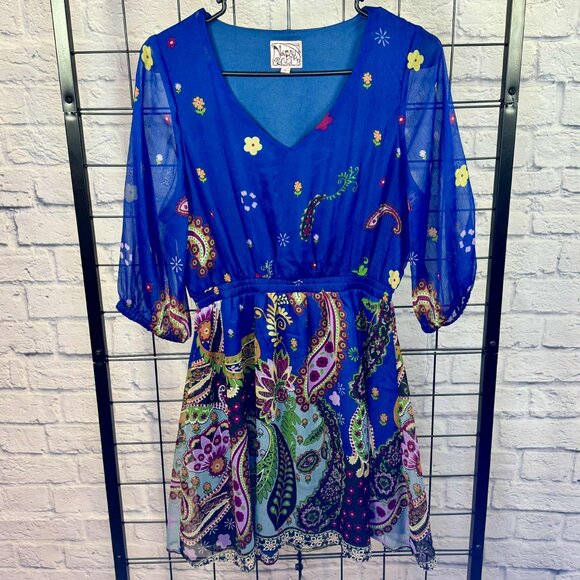 Nouveau Pink Boho Paisley Sheer Tunic Dress - Size S - Picture 1 of 6